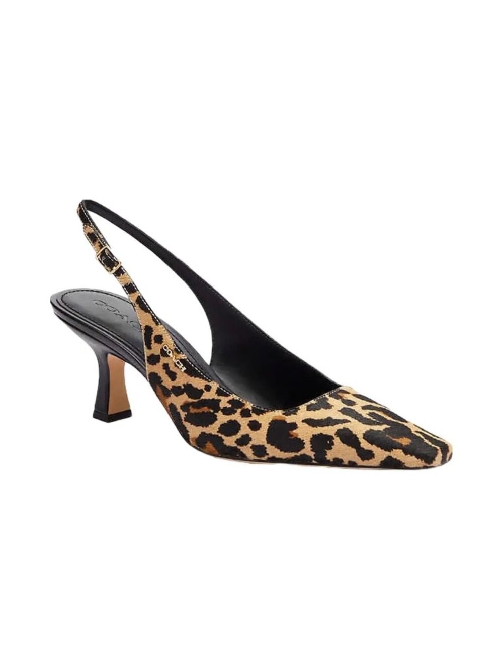 Coach Slingback Pumps Heel Women's Size 7.5 Tan & Black Leopard Print